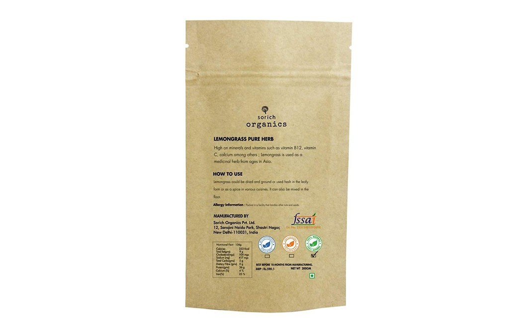 Sorich Organics Lemongrass    Pack  200 grams